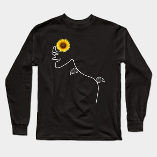 Rise, Shine and be Happy | One Line Drawing | One Line Art | Minimal | Minimalist Long Sleeve T-Shirt